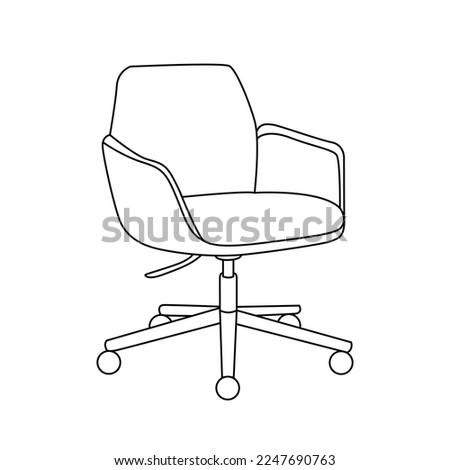 Office chair editable vector illustration on white background. chair Line art, clip art.Hand-drawn design elements.