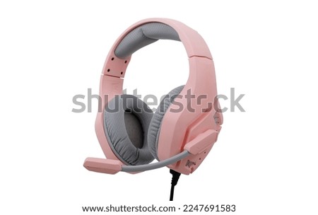 Pink professional headphones for gamer girl isolated white background