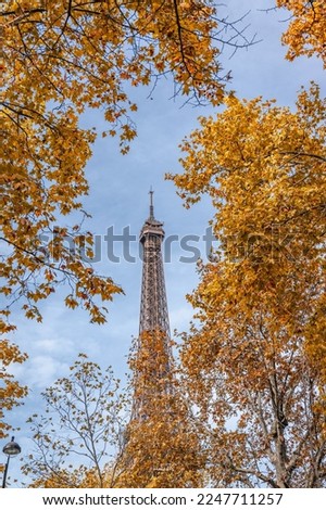 Eiffel Tower in Autumn on a sunny day Paris France in October