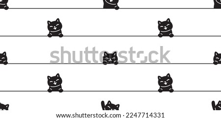 cat seamless pattern black kitten line vector calico breed neko cartoon pet tile background repeat wallpaper animal doodle illustration design scarf isolated