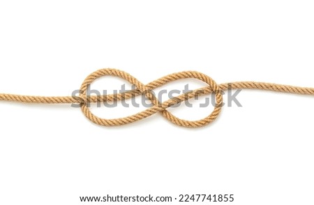 Nautical rope knot, Figure eight knot on white background Royalty-Free Stock Photo #2247741855