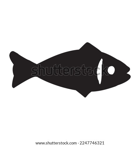 Cute vector fish illustration. Marine folkart of cute animal.