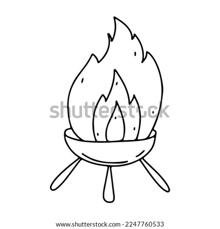 Bbq heater device for steak snack isolated on white background in hand drawn doodle style.