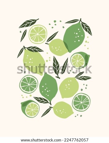 Сontemporary art print. Abstract limes. Modern design for posters, cards, cover, t shirt and other Royalty-Free Stock Photo #2247762057