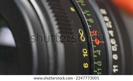 Detail of camera photo lens ring manual focus