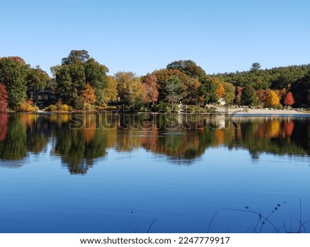 Fall foliage - Houghton's Pond - Milton, MA Royalty-Free Stock Photo #2247779917