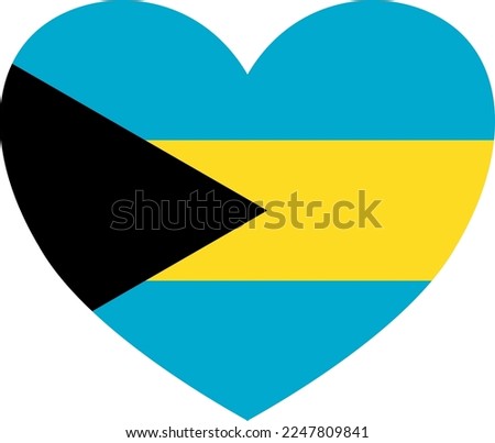 Bahamas  flag in heart shape isolated  on  transparent  background
