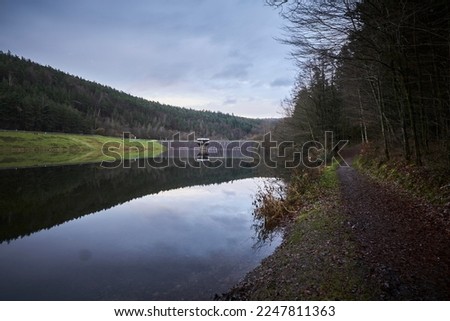 Oberzent, Hessen, Germany, 
January 2023.   
Pictures of the lake Marbach Stausee.                            