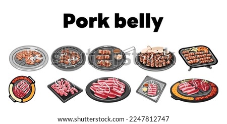 Grilled pork belly vector set collection graphic clipart design Royalty-Free Stock Photo #2247812747