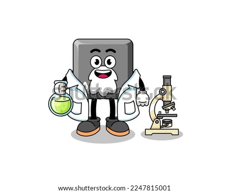 Mascot of keyboard A key as a scientist , character design