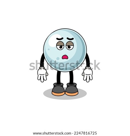 silver ball cartoon with fatigue gesture , character design