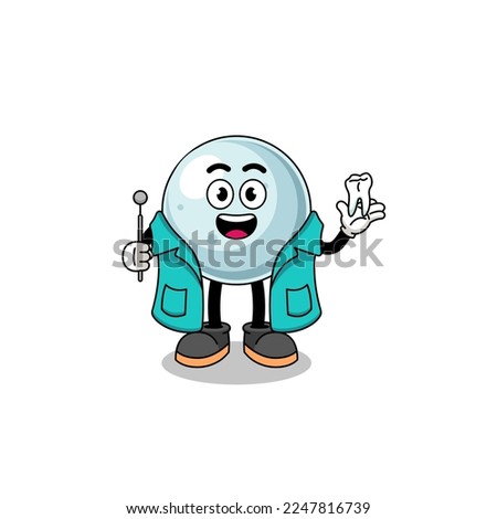 Illustration of silver ball mascot as a dentist , character design
