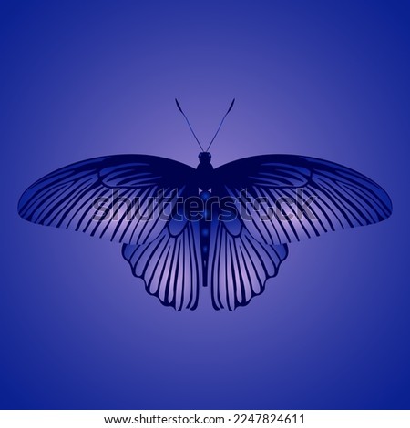 Single isolated colored butterfly great mormon on a  blue background. Vector illustration
