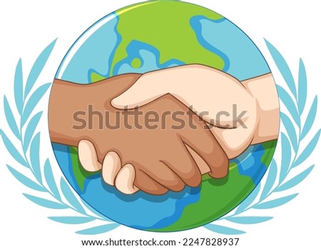 Holding hands on earth background illustration