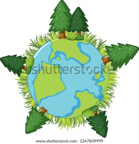 Tree forest on globe vector illustration