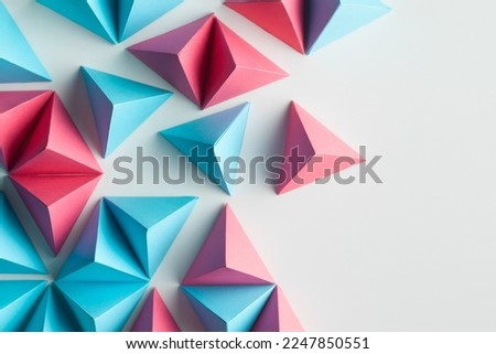 Abstract Blue Red Tetrahedron White Background 