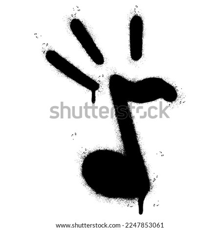 Spray Painted Graffiti Tone icon Word Sprayed isolated with a white background. graffiti Note music icon with over spray in black over white.