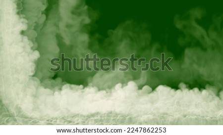 Left - bottom frame for content of white smoke or clouds on green screen, isolated - object 3D illustration