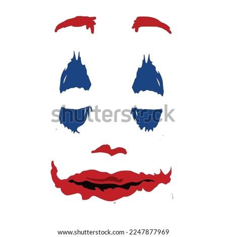 Сrazy clown character dc comics mask icon logo sign symbol design graphic vector art paint isolated white background wear costume model Joker face vector illustration 