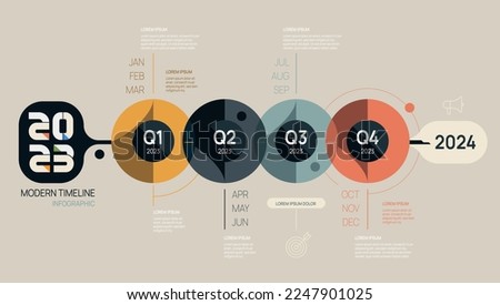 Infographic 2023 template for business. Modern  Timeline diagram calendar and 4 quarter topics, Can be used for vector infographics, flow charts, presentations, websites.  Royalty-Free Stock Photo #2247901025