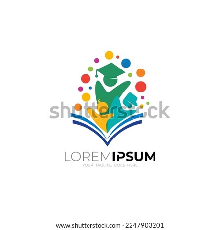 Education book logo sign symbol icon, colorful icon, student and academy, human and  book symbol, paper logo with student Royalty-Free Stock Photo #2247903201