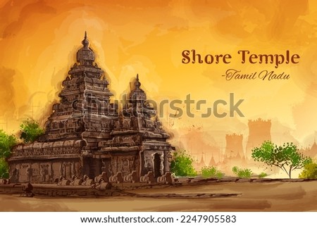 illustration of Shore Temple in Mahabalipuram Chennai in Tamil Nadu, India Royalty-Free Stock Photo #2247905583