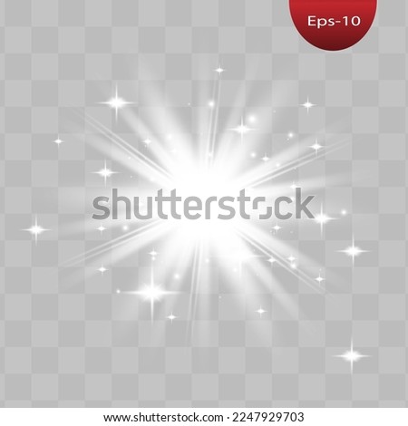 glowing lights effects isolated on gray background. Sun flash with rays and spotlight. Glow light effect. Star burst with sparkles.