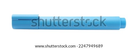 Bright light blue marker isolated on white. School stationery
