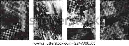 Glitch distorted grungy isolated layers . Design element for brochure, social media, posters, flyers. Overlay texture.Textured banner with Distress effect .Vector halftone dots . Screen print texture Royalty-Free Stock Photo #2247980505