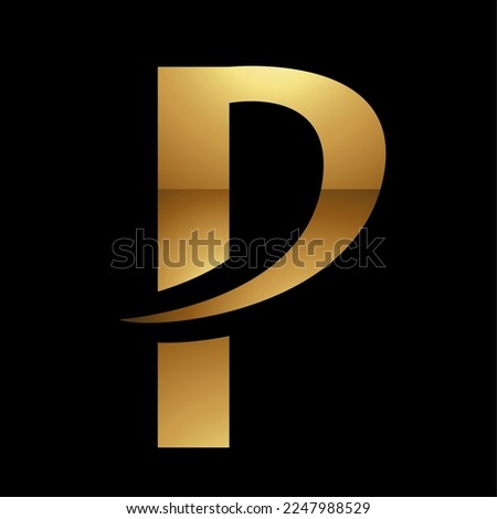 Golden Letter P Symbol on a Black Background - Icon 9