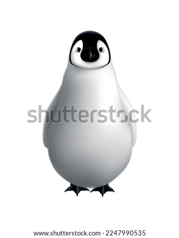 Penguin realistic composition with isolated image of arctic bird on blank background vector illustration
