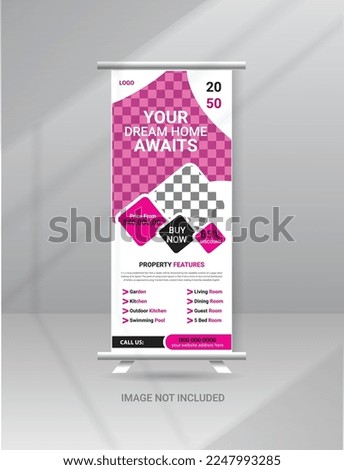 Modern Home For Sale Roll up Banner Stand template for Real Estate Agency
