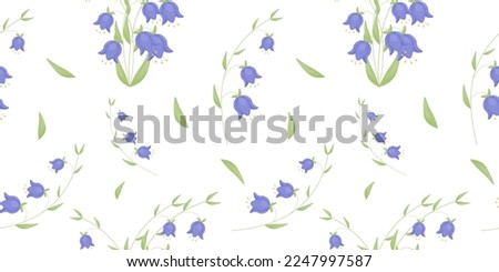 Seamless Pattern with flowers BlueBells. flowers on a transparent background. Blue flowers. Vector
