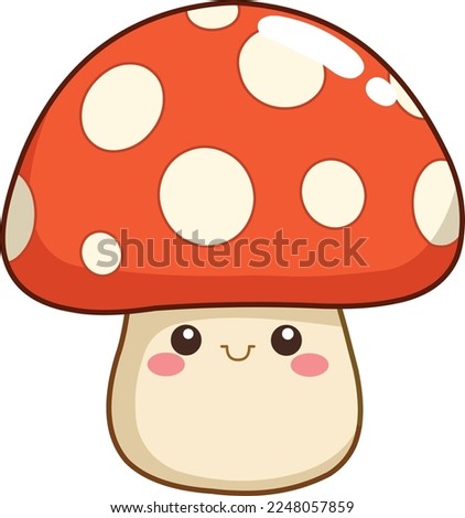 Smiling mushroom character in a kawaii style Royalty-Free Stock Photo #2248057859