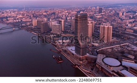View at Belgrade Waterfront buildings and Sava river. Royalty-Free Stock Photo #2248069751