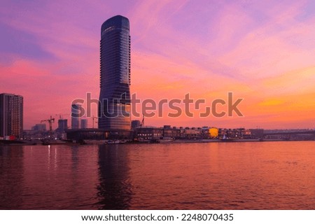 View at Belgrade Waterfront buildings at Sava river. Royalty-Free Stock Photo #2248070435