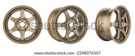 Set , car wheel alloy wheel of gold color isolated on a white background . Royalty-Free Stock Photo #2248076307