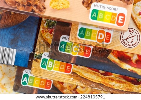 Nutri Score nutrition label symbol healthy eating for food Nutri-Score Royalty-Free Stock Photo #2248105791