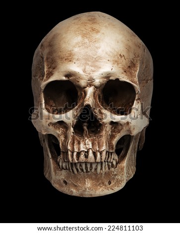 skull-close mouth. isolated on black background, with shadow 