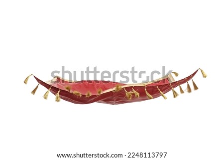 Red magic flying carpet isolated on white background