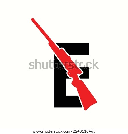 logo letter e with icon sniper vector design