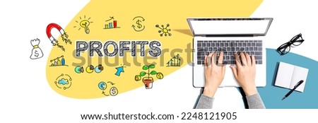 Profits with person using a laptop computer