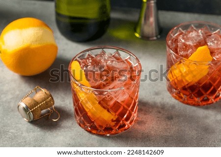 Boozy Cold Negroni Sbagliato Cocktail with Prosecco Royalty-Free Stock Photo #2248142609