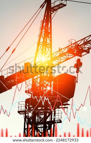 Successful investment on construction business and transportation industrial sector growth index background. Vertical photo