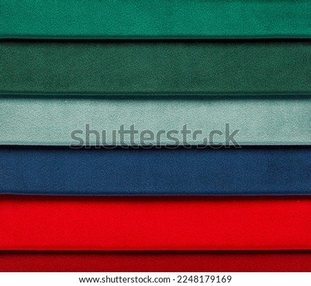 Different samples of velvet fabric close-up