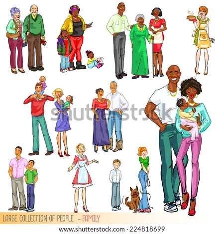 Large collection of people - Families. Isolated
