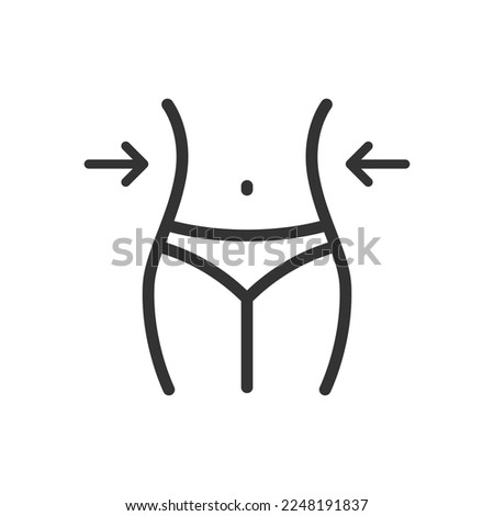 Woman weight loss outline vector icon isolated on white background. Stock illustration Royalty-Free Stock Photo #2248191837