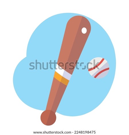 Isolated baseball wooden bat with ball icon Vector