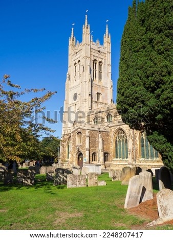 St Neots parish church clock tower on a beautiful autumn day. High quality photo