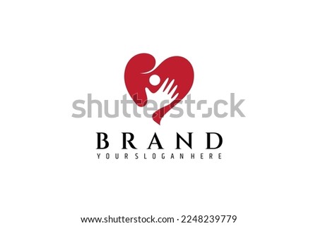 heart and care logo with red flat design concept